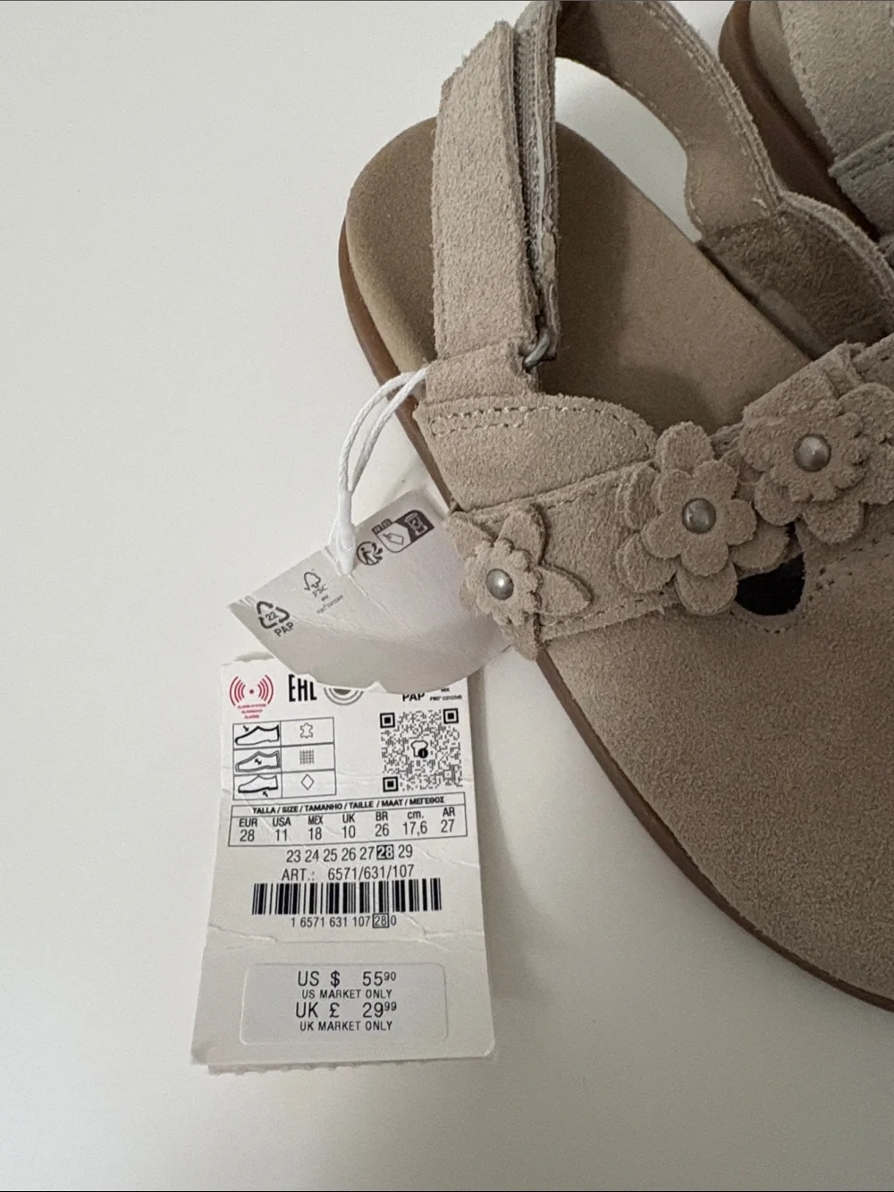 Zara Kids Taupe Suede Flower Strap Mary Janes